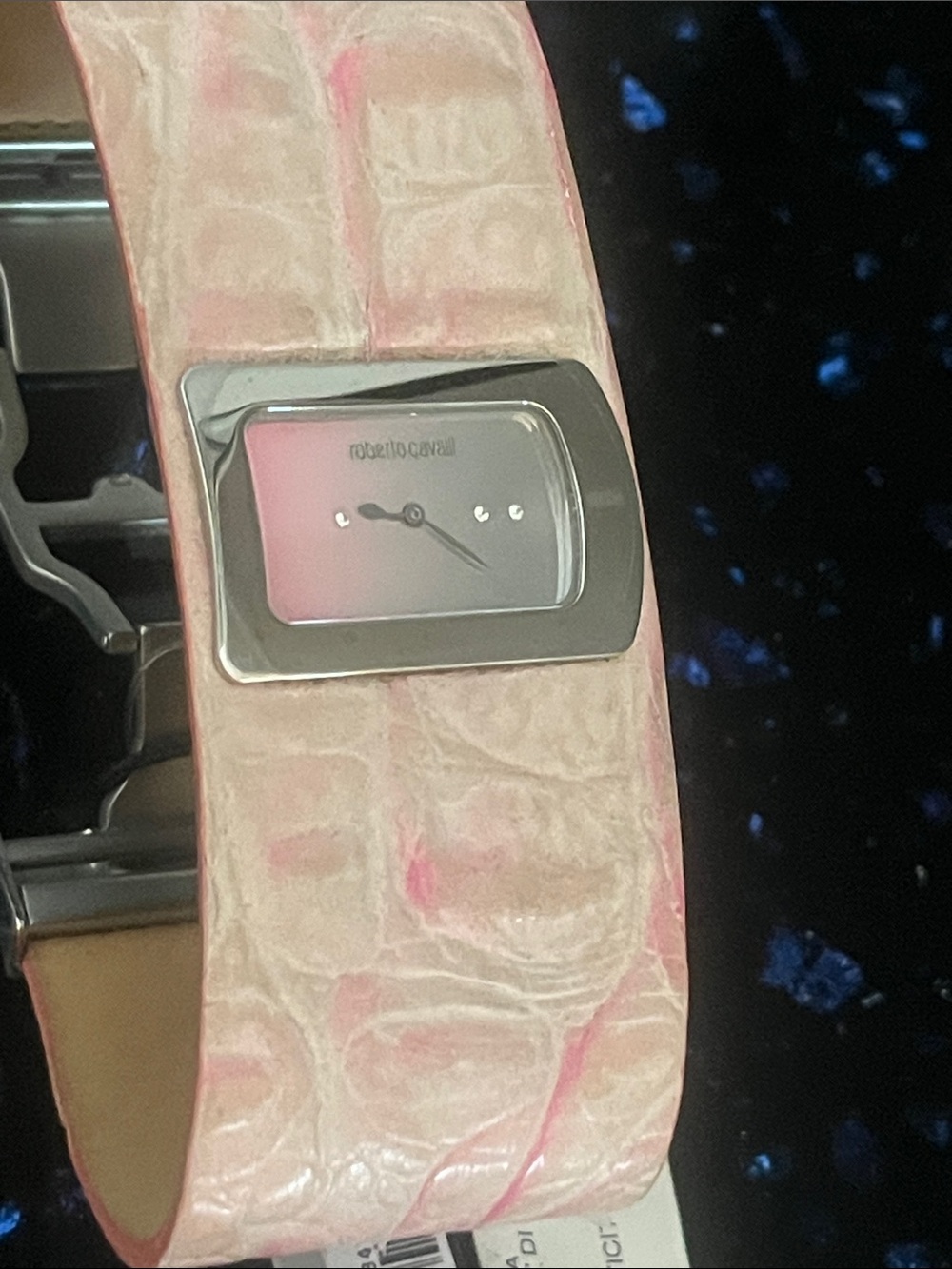 Roberto Cavalli Pink Leather Cuff Watch